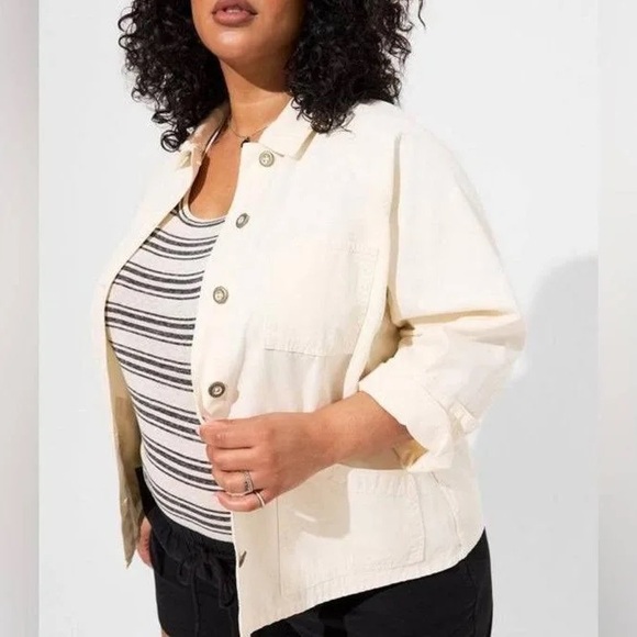 Torrid Canvas Raglan Chore Minimalist Lightweight Jacket - Picture 1 of 8
